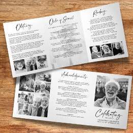 Programa Com Borda Tripla Celebração do Funeral 14-Photo Black & White