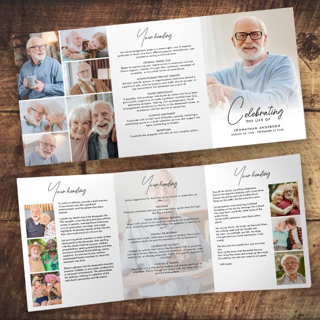 Programa Com Borda Tripla Celebração do Funeral 14-Photo Black & White (Criador carregado)