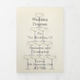 Programa Com Borda Tripla Champagne Glasses Wedding