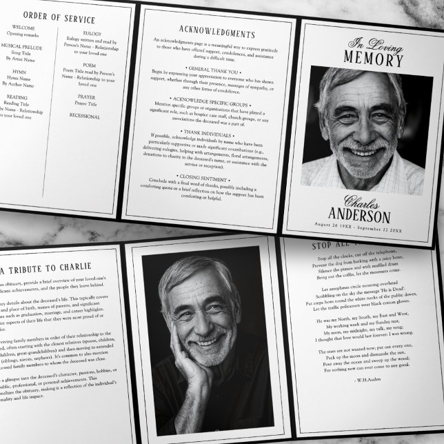 Programa Com Borda Tripla Classic Elegant 2-Photo Funeral/Memorial (Criador carregado)