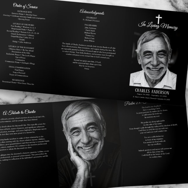 Programa Com Borda Tripla Classic Elegant Catholic Rosary Funeral/Memorial (Criador carregado)