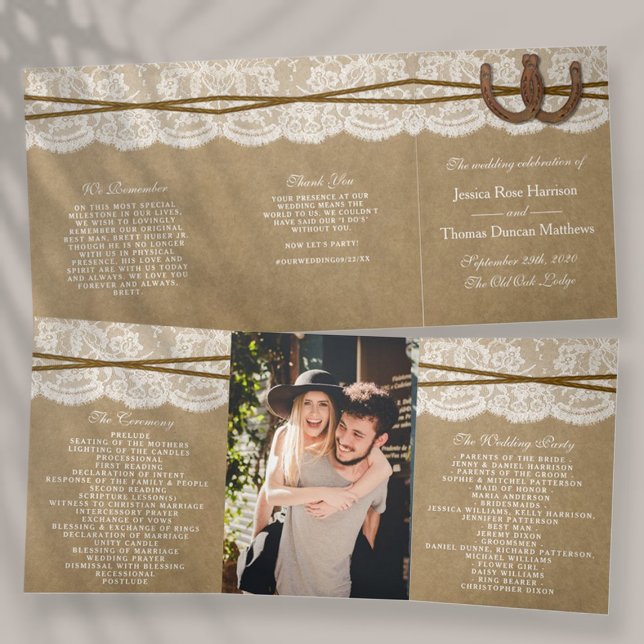 Programa Com Borda Tripla Coleção Kraft, Lace e Ferradura (Criador carregado)