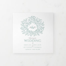 Programa Com Borda Tripla Dedicação da história de arte do monograma verde a