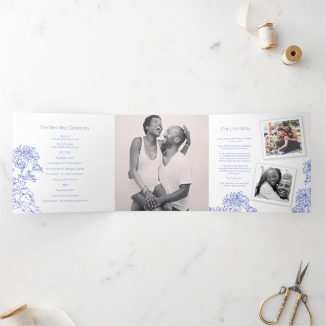 Programa Com Borda Tripla Desenho de flores brancas, de crisântemo (Dentro)