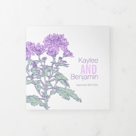 Programa Com Borda Tripla Desenho de flores roxas do crisântemo