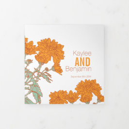 Programa Com Borda Tripla Desenho de laranja de crisântemo