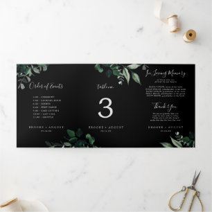 Programa Com Borda Tripla Emerald Greenery Black - Sinal de número de tabela