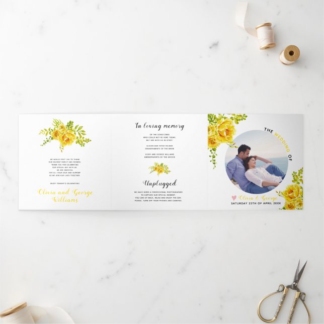 Programa Com Borda Tripla Folhas verdes, flores amarelas aquáticas, foto (Fora)