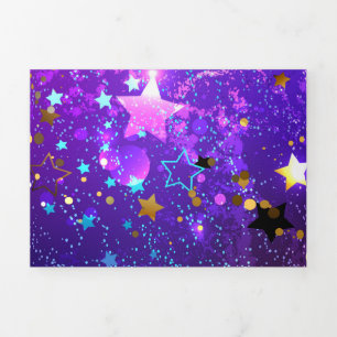 Programa Com Borda Tripla Fundo de folhas roxas com estrelas