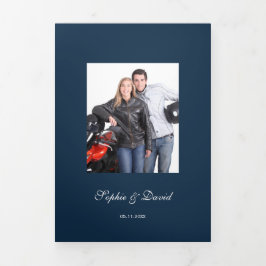 Programa Com Borda Tripla Marinho Azul Foto Casamento das Flores da Burgundy