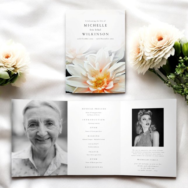 Programa Com Borda Tripla Memorial da Foto Obituária Funeral (modern easy to customize funeral order of service ,if you need help message me at willows memorials )