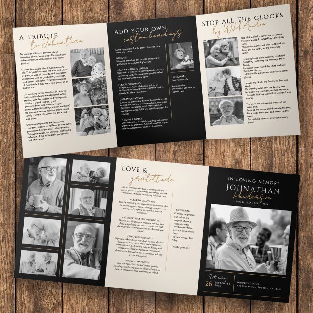 Programa Com Borda Tripla Memorial Elegante De 14 Fotografias Moderno No Amo (Criador carregado)