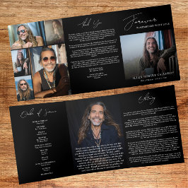 Programa Com Borda Tripla Modern Elegant 7 Photo Trifold Funeral Program