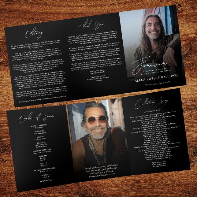 Programa Com Borda Tripla Modern Elegant Photo Trifold Funeral Program (Criador carregado)