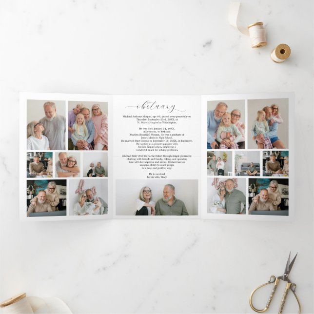 Programa Com Borda Tripla Musician Funeral Tri-Fold Program Template Piano (Dentro)