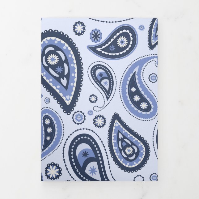 Programa Com Borda Tripla Padrão Paisley Azul (Cobrir)