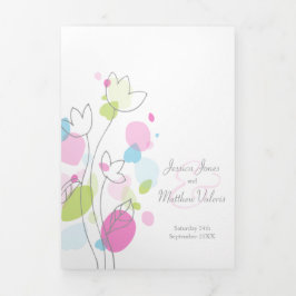 Programa Com Borda Tripla Pétalas de flores de confete vermelho-coral modern