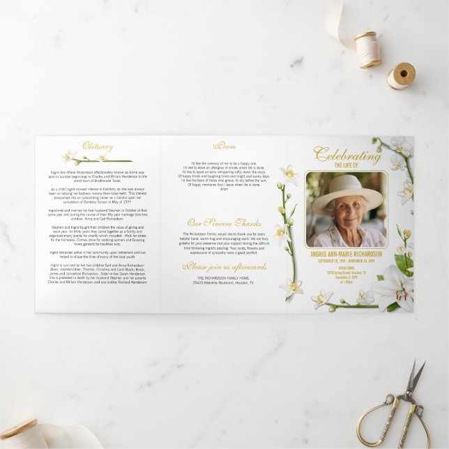 Programa Com Borda Tripla Poema de Fotografias Múltiplas da Lily White Orchi (Fora)