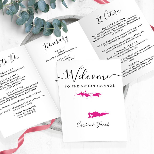 Programa Com Borda Tripla Qualquer Itinerário de Boas-vindas das Ilhas Virge (The Virgin Islands Wedding Welcome Letter & Itinerary)
