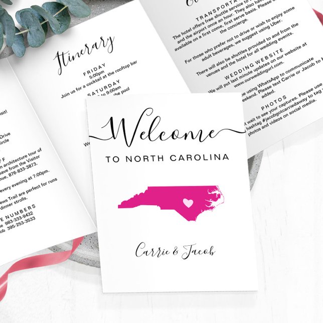 Programa Com Borda Tripla Qualquer Itinerário de Boas-Vindas do Casamento da (North Carolina Wedding Welcome Itinerary & Letter
)