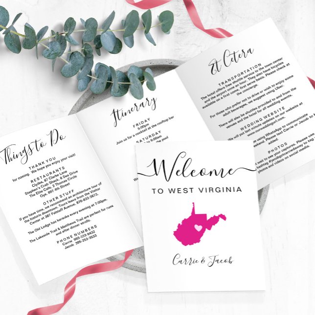 Programa Com Borda Tripla Qualquer Itinerário de Boas-vindas do Colorido Vir (West Virginia Wedding Welcome Letter & Itinerary
)