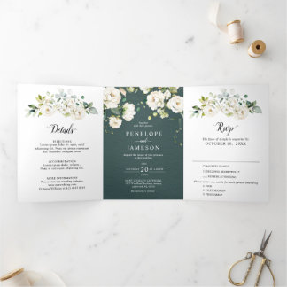Programa Com Borda Tripla Rosas de Ivory Floral Casamento Botânico T