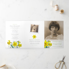 Programa Com Borda Tripla Serviço funerário primavera amarelo daffodils foto
