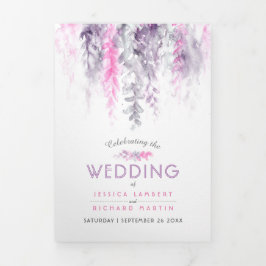 Programa Com Borda Tripla Vines indigo, casado cor-de-água rosa púrpura