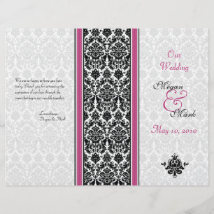 Programa cor-de-rosa e preto do casamento tema