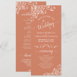 Programa Corais Brancos Elegantes no Casamento Terracotta C