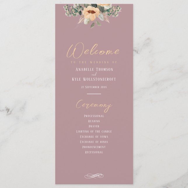 Programa - Corante floral Elegante, Casamento (Frente)