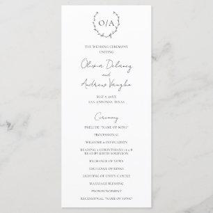 Programa Coroa de Monograma Clássico Elegante Casamento
