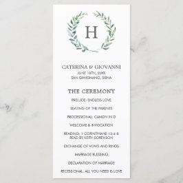 Programa Coroa de Verdura Rústica Monograma Casamento Elega