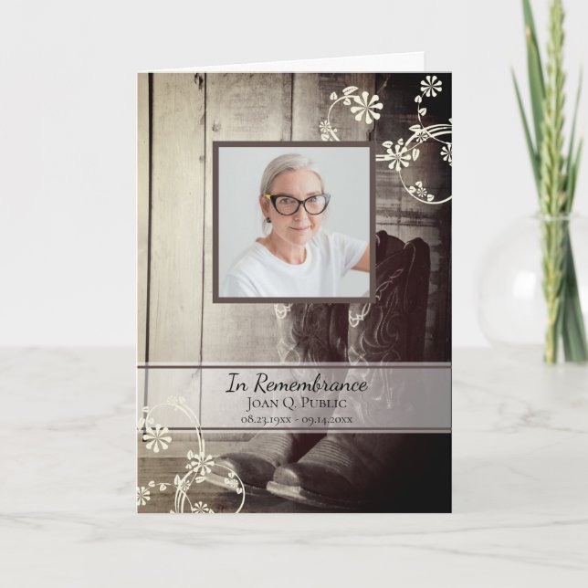 Programa Country Western Cowboy Boots Serviço Funerário (Frente)