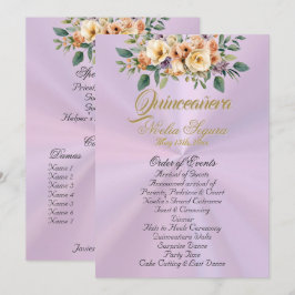 Programa Cream Floral Quinceanera Program - Lavender