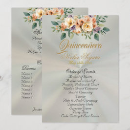 Programa Cream Floral Quinceanera Program - Pastel Green