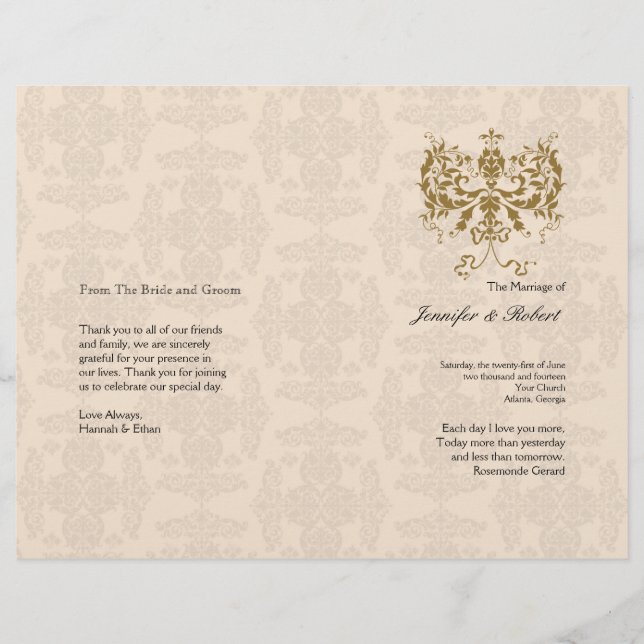 Programa Creme e Casamento tema damasco Dourado (Frente)
