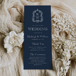 Programa Crest Monograma Casamento Azul Marinho