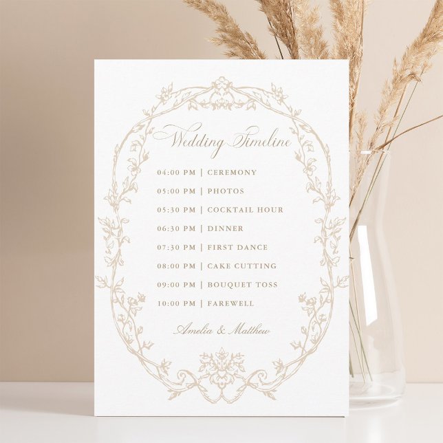 Programa Cronograma de Casamento com Moldura Floral Ornamen (Criador carregado)
