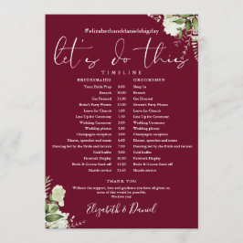 Programa Cronograma de Casamento com Verde e Borgonha