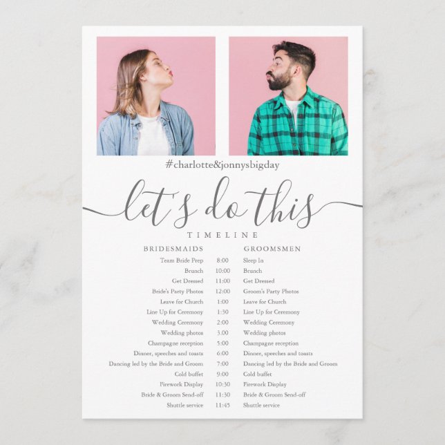 Programa Cronograma de Casamento em Foto com Letra Elegante (Frente)