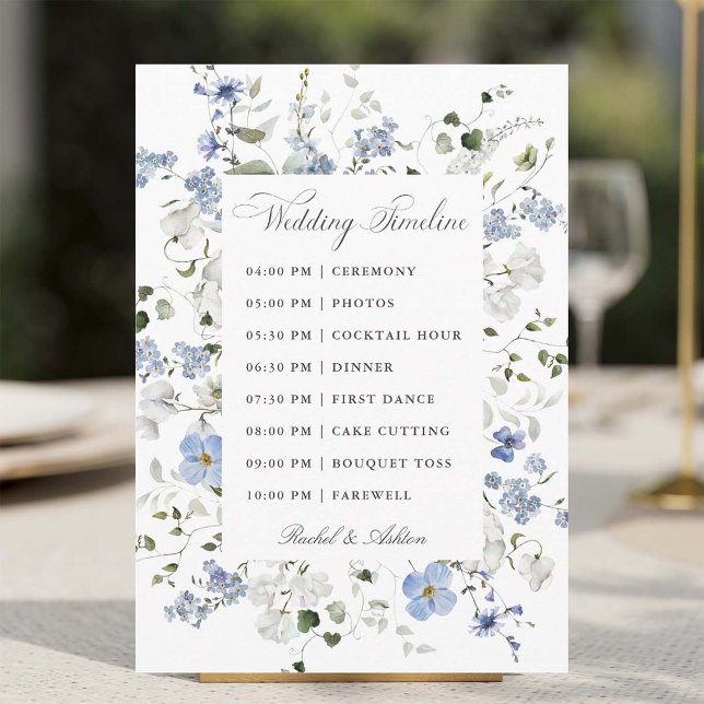 Programa Cronograma de Casamento Floral Azul Branco Verde E (Criador carregado)