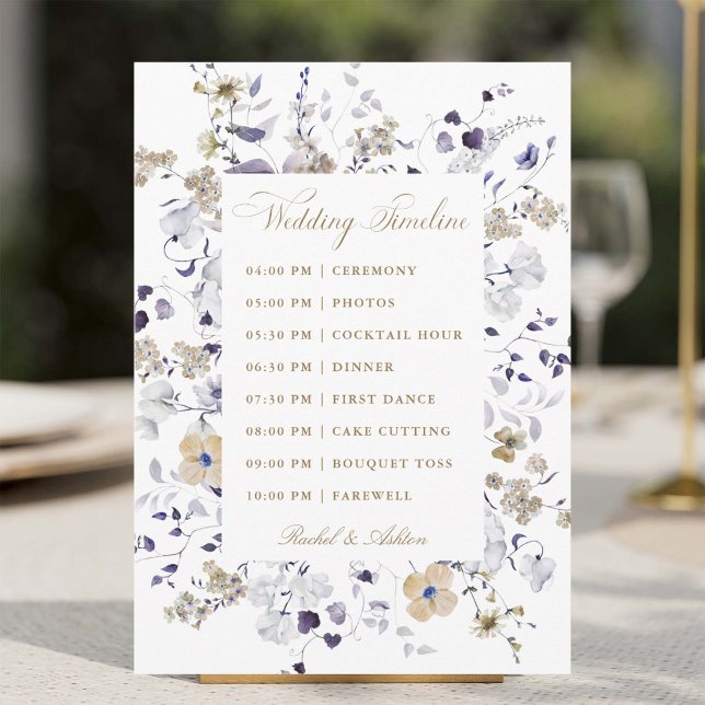 Programa Cronograma de Casamento Floral Roxo Branco Dourado (Criador carregado)