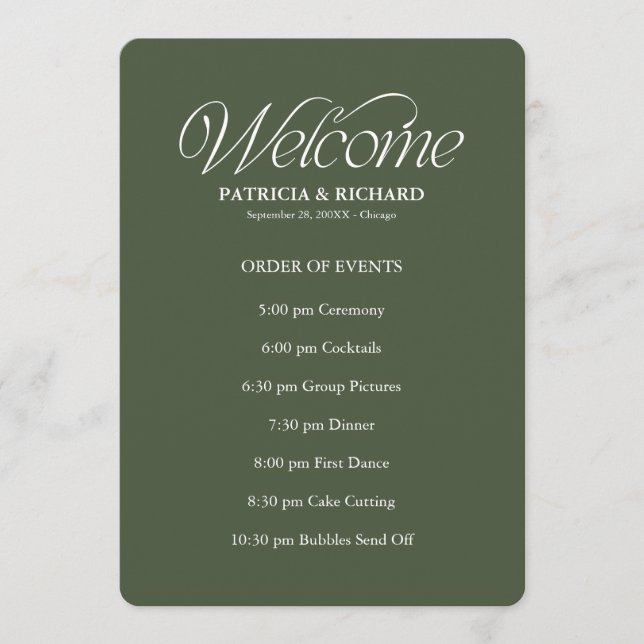 Programa Cronograma de Eventos de Casamento (Frente)