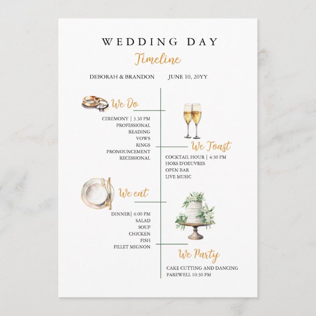 Programa Cronograma Plano de Casamento em Aquarela (Frente)