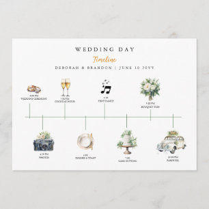 Programa Cronologia de casamento ilustrada com aquarela