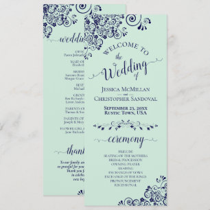 Programa Curls & Swirls Elegantes Casamento Verde e Marinho