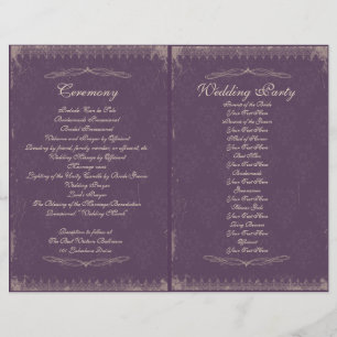 Programa da cerimónia de casamento vintage