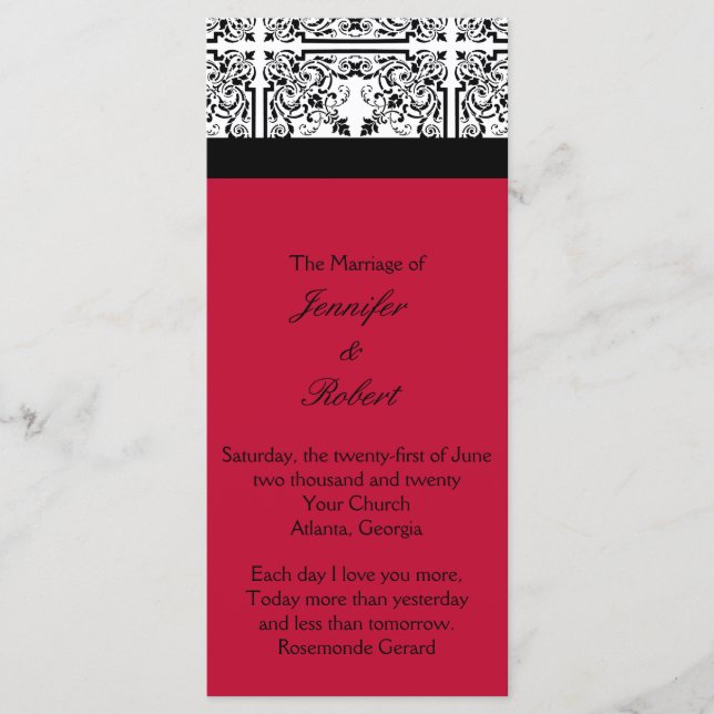 Programa Damask Delight no Berry Purple Weding Program (Frente)