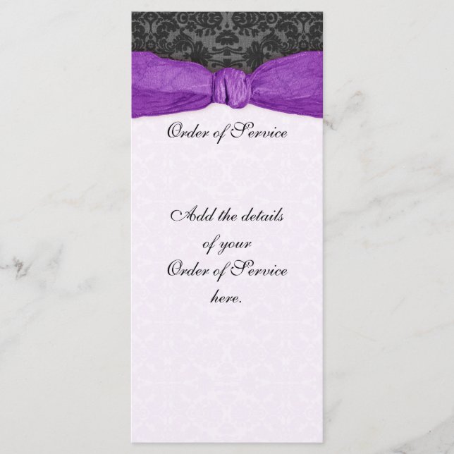 Programa Damask Ribbon Wrapted Order of Service - Roxo (Frente)